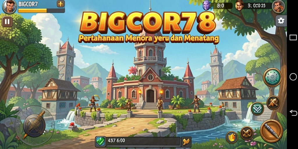 Screenshot utama BIGCOR78 menampilkan aksi seru gameplay Tower Defense.