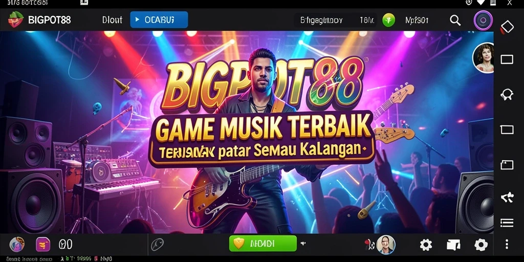 Tampilan gameplay <strong>BIGPOT88</strong> yang menarik dengan alat musik virtual.