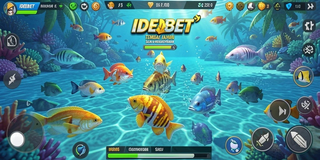 Tampilan gameplay seru dari IDEBET saat menembak ikan.