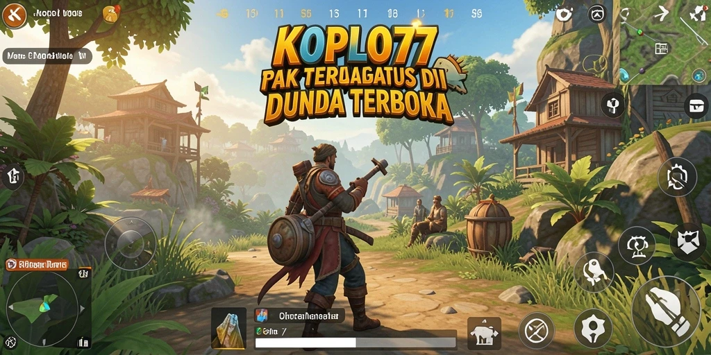 Tangkapan layar utama KOPLO77 dengan pemandangan dunia terbuka yang luas.