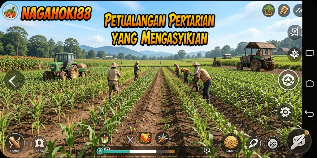 Tangkapan layar gameplay NAGAHOKI88 yang menampilkan momen bertani yang seru.