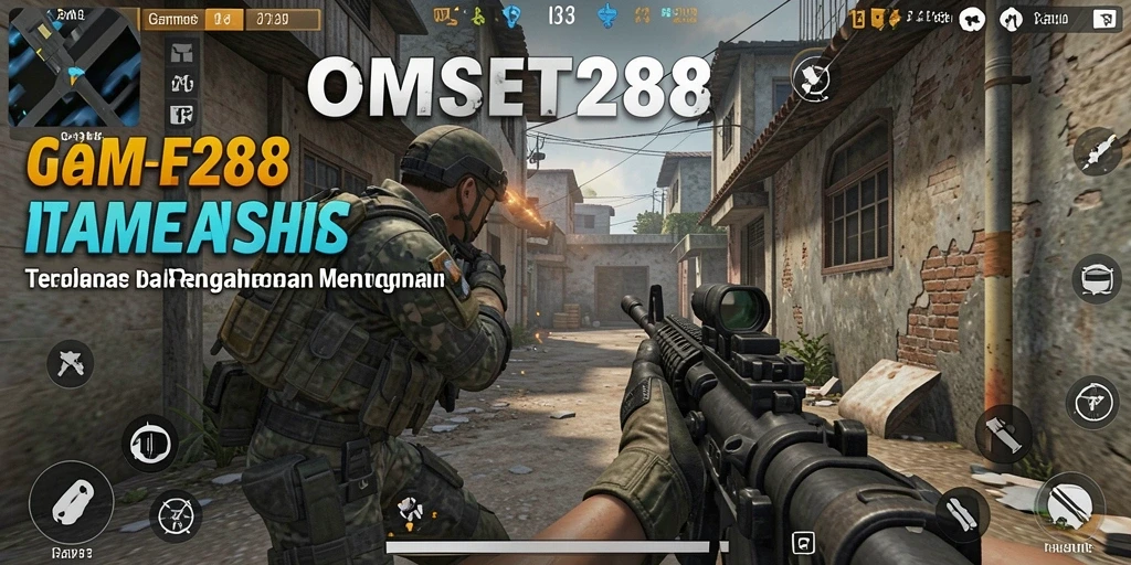 Screenshot utama OMSET288 menampilkan aksi gameplay FPS yang mendebarkan.