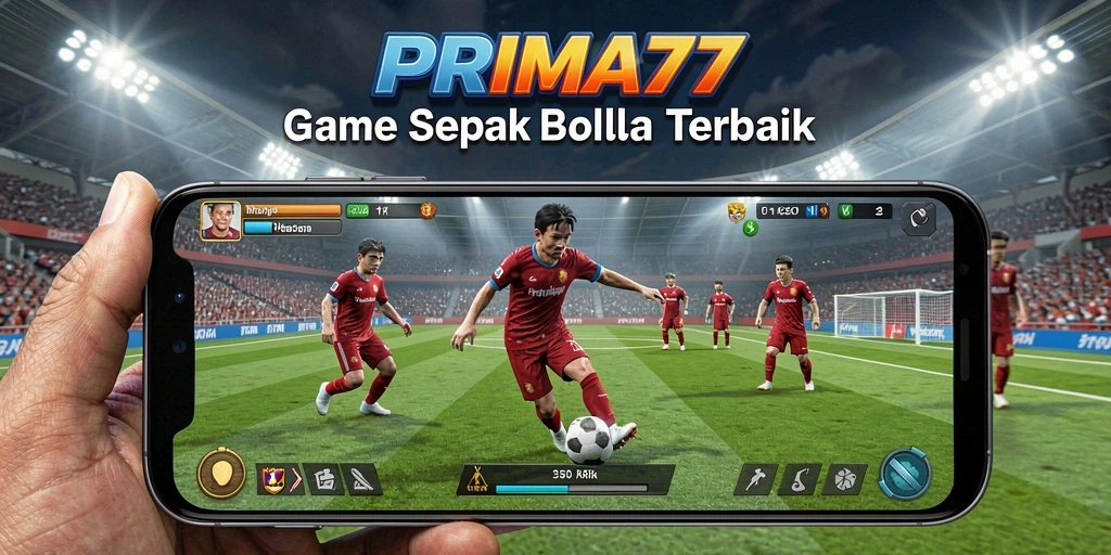 Tampilan utama gameplay PRIMA77 menunjukkan aksi seru di lapangan.
