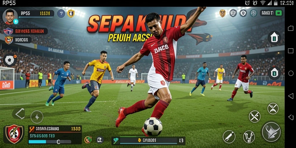Tampilan gameplay seru dalam game sepak bola RP55.