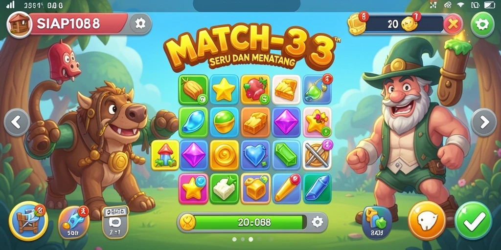 Tampilan gameplay seru dari SIAP108 dengan kombinasi item Match-3.