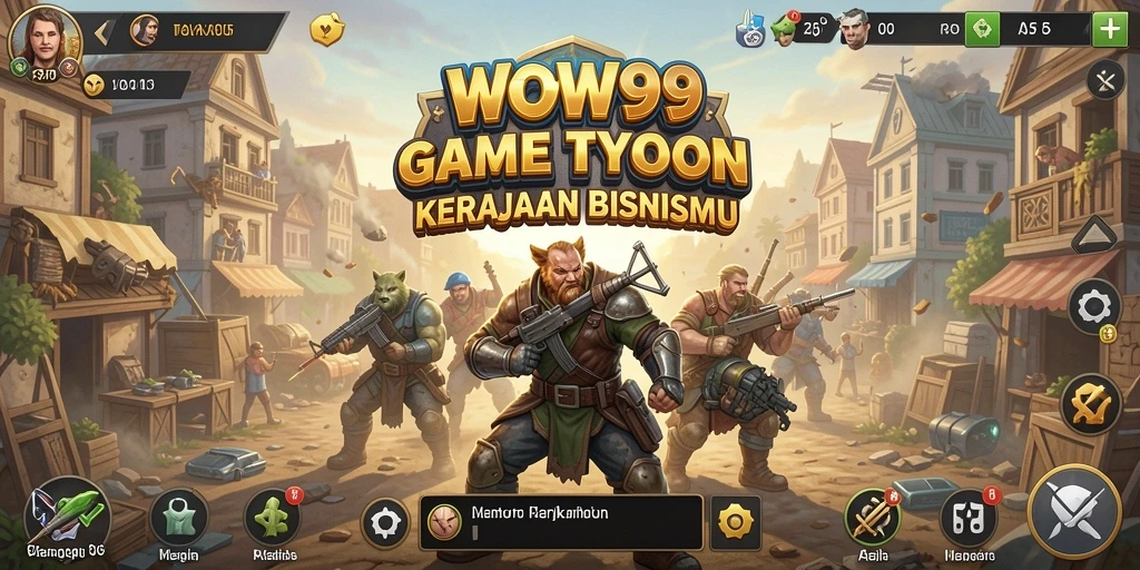 Screenshot utama WOW99 menampilkan gameplay bisnis yang dinamis dan menarik.