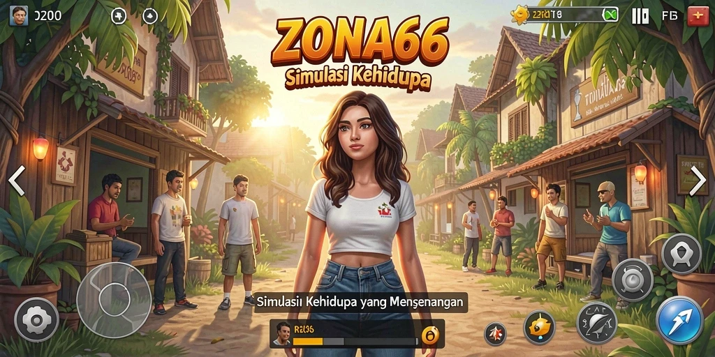 Tampilan gameplay ZONA66 dengan elemen simulasi yang menarik.